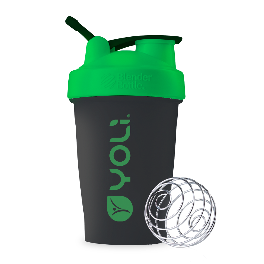 20 ounce Black Classic Blender Bottle with Green Yoli Logo